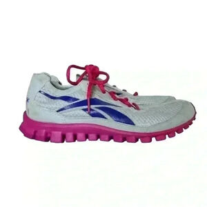 Reebok Real flex Women Running Shoes Size 5.6  Gray Pink Blue